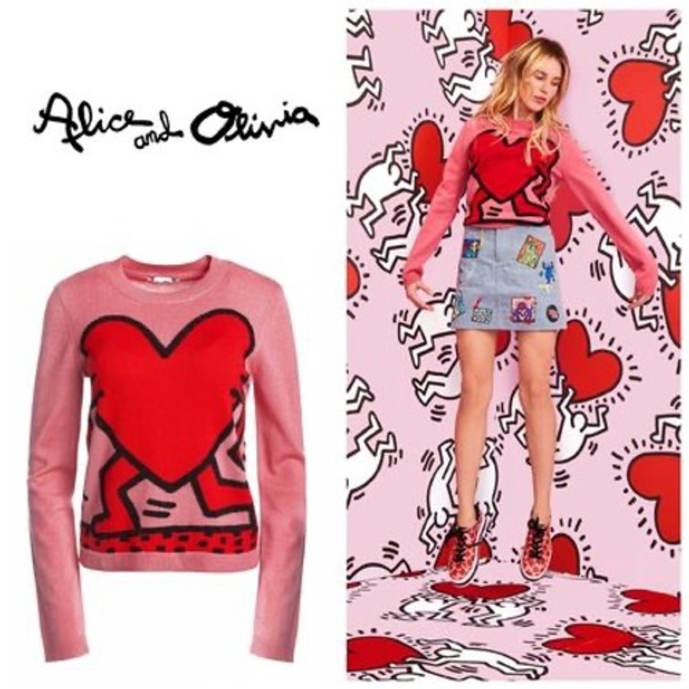 Alice + Olivia x Keith Haring Chia Heart Sweater S